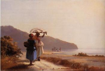 卡米耶 畢沙羅 Two Woman Chatting by the Sea, St Thomas
